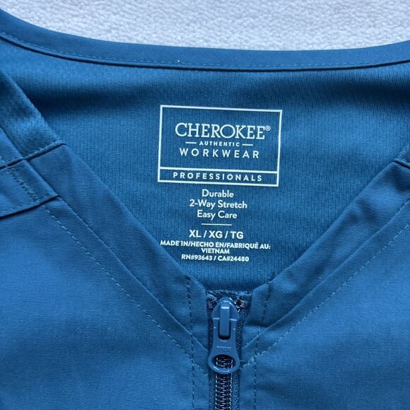 NWT Cherokee Workwear Professionals Womens XL Zip Scrub Jacket CAR Blue WW390 - Picture 2 of 14